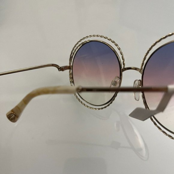 CHLOE CARLINA CHAIN 58mm Round Sunglasses MSRP$420 in Rainbow made in Italy main image 5